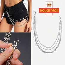 3 Layers Jeans Trousers Key Chain Rock Chains Pants Body Metal Belt Punk Style - Silver - View 3