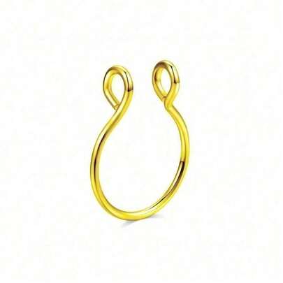 Clip-On Septum Ring - U-Shaped Fake Nose Jewelry For Temporary Wear (1PC)