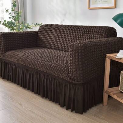 1pc Minimalist Stretch Sofa Cover, Made Of Bubble Chiffon Fabric, All-In-One Elastic Design, Machine Washable, Pet-Friendly Sofa Protector, Fits Single To 4-Seater Sofas, Suitable For Living Room, Bedroom, Dining Area