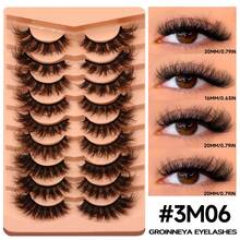 9对蓬松凌乱假睫毛，一盒三种款式，3D水貂毛假睫毛，自然卷翘，浓密交叉全条假睫毛，适合派对场合 - 交叉款 - 查看 12