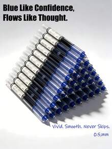 10支装蓝色液体凝胶笔/速干圆珠笔/大容量笔记本/办公签名笔，适用于学校、办公室、考试、文具、返校用品、教师用品、高中用品 - 藍色 - 查看 2