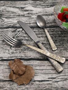 4pcs Stainless Steel Totem Patterned Knife, Fork And Spoon Set, Luxury Tableware Set - Multicolor - View 12