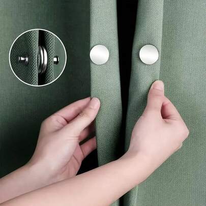 자석 커튼 클립 - 드릴링 필요 없음! 스테인리스 스틸, 녹 및 긁힘 방지, 모든 직물에 적합, 임대 주택 필수품