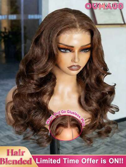 13x6 13x4 HD Transparent Lace Front Wig Human Blended Hair Body Wave 8-34 Inch - 200% Density Grade Pre-Plucked Glueless Frontal Wig With Baby Hair For Women, No Glue & Ready To Wear, Realistic & Natural Look Wig