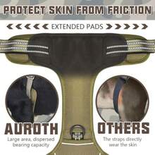 Auroth - Arnés táctico para perros grandes sin tirones arnés ajustable para mascotas reflectante K9 entrenamiento trabajo de fácil control chaleco de servicio militar para perros L amarillo militar - army amarillo - Ver 6