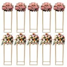 10Pcs Geometric Metal Stands, 23.62in/31.4in Tall Wedding Flower Vase Holders, Party Road Lead, Gold Wedding Flower Stand For Floral Arrangement With A Small Hammer, Easy To Mount - 金色80cm高 - 查看 9