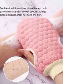 1pc Double-Sided Bath Towel/Glove, Gentle On Skin, Multi-Functional Bath Towel/Honeycomb Bath Gloves - Multicolor - View 4