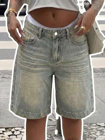 Women Casual Denim Wide Leg Capris Non-Stretch Zipper Jeans For Everyday Wear