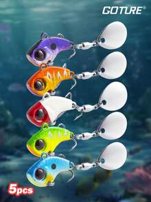 GOTURE 5pcs/Set Metal Spinner Fishing Lure Kit, Suitable For Largemouth Bass, Trout, Catfish In Freshwater And Saltwater Fishing - Multicolor - View 1