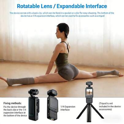 Compact Sports Camera, 1080P HD Wearable Video Camera, Selfie Camera With WiFi, Microphone, USB Charging, 360° Rotation, Handheld Stabilizer, Night Vision, Suitable For Life Recording, Travel, Vlogging, Streaming And Outdoor Adventure - Great Gift For Couples, Back To School Or Easter