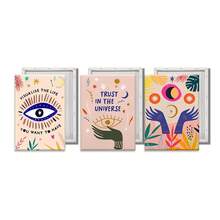 Bộ 3 tranh canvas phong cách Boho chủ đề Thu hút điều ước, in hình Mắt ác và Tin tưởng vào vũ trụ, trang trí tâm linh sống động cho phòng khách, phòng ngủ và không gian thiền định, khung tranh tùy chọn. - Nhiều màu - Xem 19