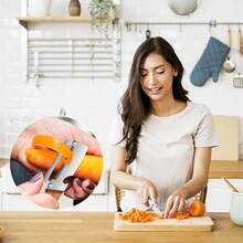 Premium-Grade Fruit & Vegetable Peeler | Sharp Stainless Steel Blade, Ergonomic Wooden Handle + Built-In Bottle Opener – Ideal For Daily Kitchen Use (Potatoes, Apples, Pumpkins & More) - 紅木色 - 查看 5