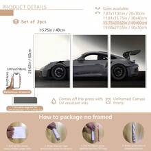 3pcs Car Poster Prints, Suitable For Children's Room, Home Office, Daycare, Dorm Gift (For Men), Fun Canvas Wall Art, Applicable For Home Bedroom Kitchen Living Room Bathroom, Hotel, Cafe, Office Decor - Multicolor - View 15