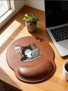 符合人体工学的猫咪图案腕托鼠标垫，采用符合人体工学的EVA材质，防滑记忆海绵，舒适防滑底座，提供舒适的腕部支撑，亲肤舒适，保护桌面，适用于游戏、办公、电脑、笔记本电脑、家庭使用，是毕业季、情人节、母亲节、开学季的完美礼物。 - 多色 - 查看 1