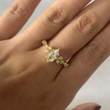 Exquisite Cubic Zirconia Decor Ring For Women For Daily Decoration - Gold - View 2