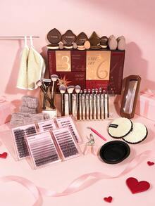 MAANGE Bộ quà tặng Giáng sinh 15/18/19/49 món bao gồm cọ trang điểm, bông mút trang điểm, mi giả, dụng cụ uốn mi, khăn mặt, bát rửa cọ trang điểm, hộp đựng, túi đựng, dây buộc tóc, dụng cụ uốn mi và các phụ kiện trang điểm khác, quà tặng Giáng sinh cho bé gái, bộ cọ trang điểm du lịch, quà tặng phụ kiện mỹ phẩm cho bạn bè - Nhiều màu - Xem 8