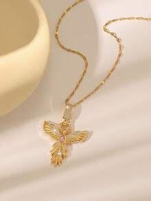 1件甜美酷炫女孩项链，芭蕾舞者/凤凰/粉色蝴蝶吊坠项链，镀金锁骨链，独特设计百搭颈链，适合日常、工作、约会，送给女朋友的奢华礼物 - 金色 - 查看 2