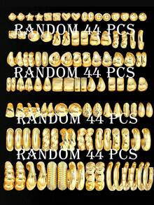 2件/12件/20件/44件复古夸张心形水滴不对称CCB扭纹耳环套装，时尚配饰，适合约会、度假、日常佩戴、派对礼物 - 金黃色 - 查看 11