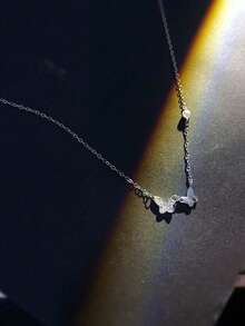 1件S925纯银极简双蝴蝶项链，女士镶钻精致项链，时尚锁骨链，精美礼物 - 蝴蝶型 - 查看 4