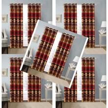 Mve Rustic Western Southwest  - Juego de cortinas para tratamiento de ventana microfibra color café beige verde y rojo oscuro color burdeos -009 - Marrn Verde - Ver 3