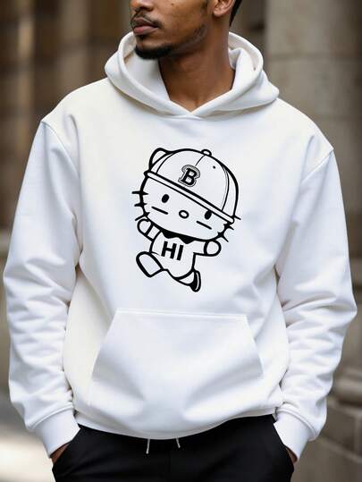Sanrio Hello Kitty Men's Sweatshirt, Winter Men's Printed Hoodie