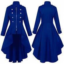Cosplay Clothing - 230830 Zippered Trench Coat (Blue) - View 4