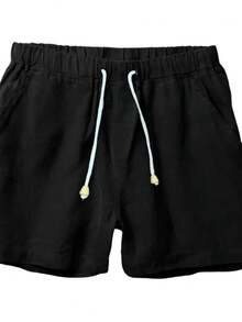 Mauricinho Summer Shorts, Regular Fit, Drawstring, Pocket, Linen - Black - View 5