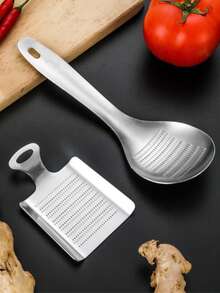 1PC Multifunctional Ginger Grater Spoon, Stainless Steel Garlic Grinder For Cooking & Baby Food Prep(L,S) - Multicolor - View 8