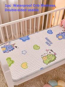 1件双面防水床垫，卡通动物印花，可折叠，适用于婴儿床/游戏区/沙发/宠物/女性/老人护理 - 彩色 - 查看 7