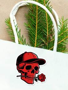1pc Red Skull Rose Funny Sticker - Unique Helmet, Notebook And Water Bottle Sticker. Express Your Personal Style With These Red Skull Rose Stickers! Ideal For Customizing Helmets, Notebooks And Water Bottles, These Fun Stickers Bring A Touch Of Rebellious Flair. - Multicolor - View 8