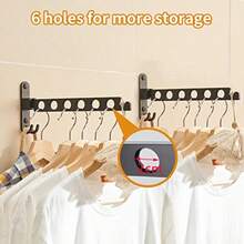 Perchero retráctil plegable para colgar en la pared organizador de almacenamiento para ropa colgador resistente - Paquete de uno - Ver 4