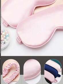 1pc/3pcs/5pcs/10pcs Black, Champagne, Gray, Pink, Green, Blue, Dark Green Breathable Double-Sided Silk-Like Sleep Eye Mask, Relieve Eye Fatigue, Suitable For Girls Nap, Blackout Eye Mask, Non-Binding - A - View 9