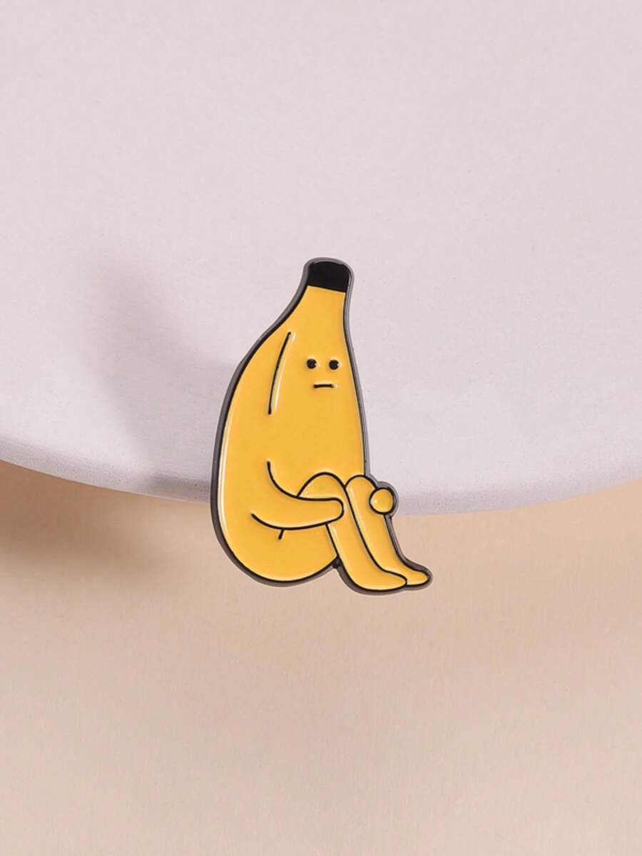 1 件趣味社交互动徽章，懒散香蕉人清新色彩设计，送给志同道合的朋友，幽默礼物，时尚展示场景