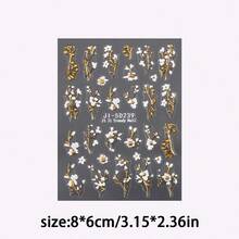 1/2pcs White Daisy & Golden Leaf Glitter Nail Stickers - Multicolor - View 9