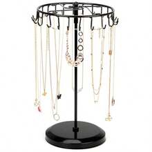 Black Rotating Jewellery Stand - Jewellery Display Stand For Necklace Storage/Earring Storage - Necklace Stand Jewellery Holder Tower Rack - Black - View 1