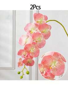 1/2支逼真白色蝴蝶兰，每支花茎有9朵硕大、鲜艳、逼真的蝴蝶兰花。适用于DIY花束、插花、家居装饰、派对装饰、婚礼装饰。情人节礼物。 - 彩色 - 查看 19