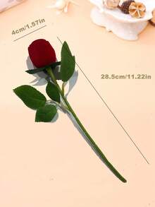 1pc Classic Rose Flower Ring Box - Plastic Material, Velvet Lining Inside - Fabric Lining - Snap Closure - Proposal & Confession Gift - Earring & Stud Design - No Power Needed - Jewelry Box , Makeup Room Decor - Multicolor - View 2