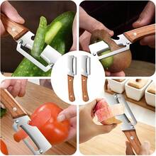Premium-Grade Fruit & Vegetable Peeler | Sharp Stainless Steel Blade, Ergonomic Wooden Handle + Built-In Bottle Opener – Ideal For Daily Kitchen Use (Potatoes, Apples, Pumpkins & More) - 紅木色 - 查看 7