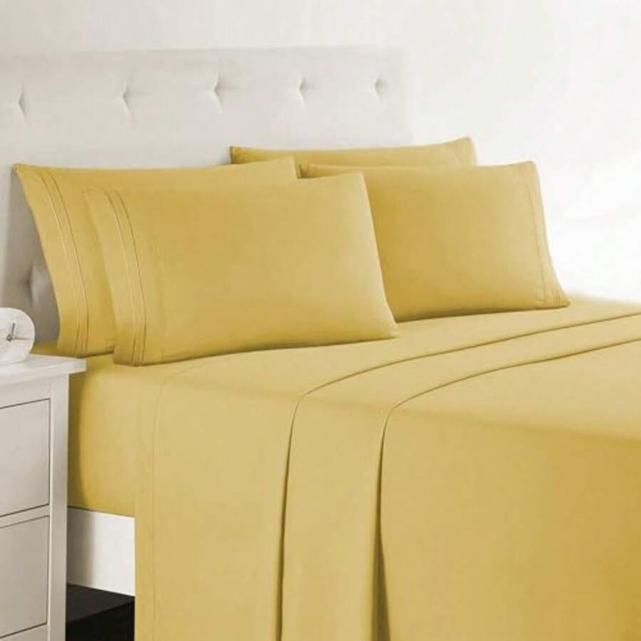 Clara Clark - Sábanas Amarillo Doble 1 - Amarillo - Ver 1