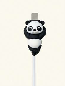 1pc Panda Data Cable Protective Cover Cable Protector, Charger Protector - Black and White - View 4