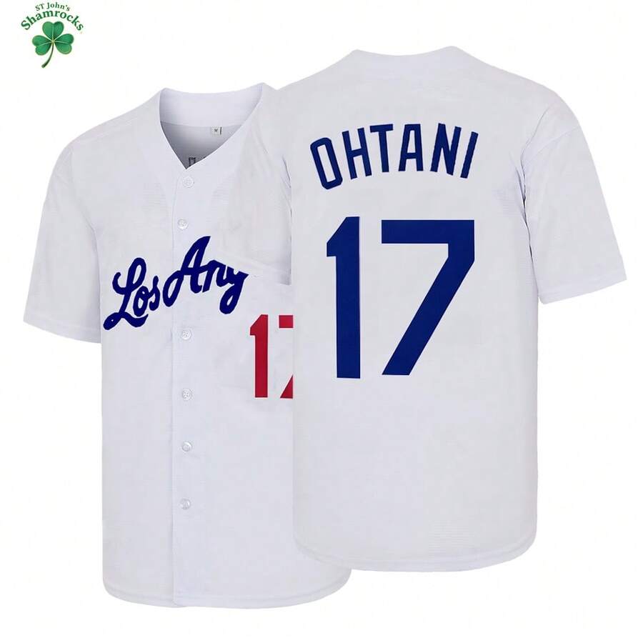 Men's # 17 Shohei White Los Angeles Baseball Jersey Delicate Exquisite Embroidered T-Shirt Training Competition Sports Baseball Shirt - 白色 - 查看 1