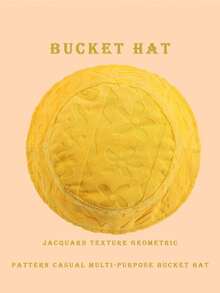 1顶涤纶休闲波浪几何图案渔夫帽，适合春、夏、秋、冬四季佩戴。 - 幾何桔黃色 - 查看 4