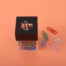 Macaron Color Plastic Transparent 3D Magnetic Paper Clip Storage Bucket - Paperclip Box - View 11