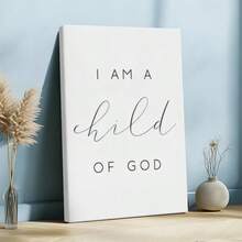 1pc I Am A Child Of God Poster, Inspirational And Motivational Wooden Framed Wall Art, Wrapped Canvas Vintage Prints Poster, John 112 - Minimalist, Minimalist, Modern, Graphic Style, Birthday Party Decor, Decorative Wall Art for Living Room Bedroom Office, Hanging Hardware Included - Wrapped Framed Canvas, Vertical - Lienzo enmarcado - Ver 2