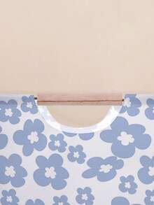 1 Stück Blume Muster faltbare Aufbewahrungsbox, zusammenklappbarer Wäschekorb mit Holzgriff, faltbarer Schmutzwäsche-Aufbewahrungskorb für Badezimmer Zuhause - Verschiedenfarbig - Übersicht 6