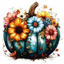 1pc/2pcs/3pcs Pumpkin Flower Heat Transfer Stickers, Ironing And Washable, Applicable To T-Shirts, Jeans, Sweaters, Handbags, Pillows, Cushions, Queen - 3PCS-s - View 2