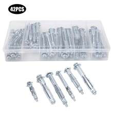 Ancla de tornillo perno cuña Perno ancla Tornillo expansión 42PCS M4~M6 Tornillo de Expansión Kit de Combinación de Anclaje de Cuña para Placa de Yeso Accesorio de Herramienta Manual - A - Ver 1