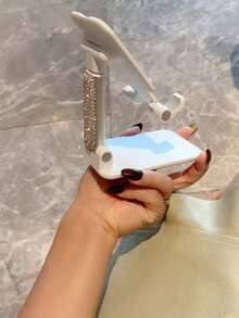 1pc Rhinestone Decorated Adjustable Desk Phone Holder, Non-Slip Design, Universal Phone Stand, Birthday Gift, Phone Accessory For Family And Friends, Minimalist Design, Foldable For Outdoor Use, Holiday Gift, Best Friend Gift - Support - View 3