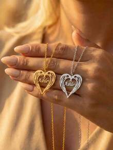 Customized Angel Wings Necklace With Personalized Name Pendant, Delicate Clavicle Chain, Unique Gift For Girlfriend, Best Friend, Valentine's Day, Mother's Birthday, Minimalist Design - Multicolor - View 6