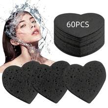 Compressed Cellulose Heart Shape Facial Sponges Natural Cosmetic Spa Sponges Reusable For Facial Cleansing Exfoliating - Coral Pink - View 37